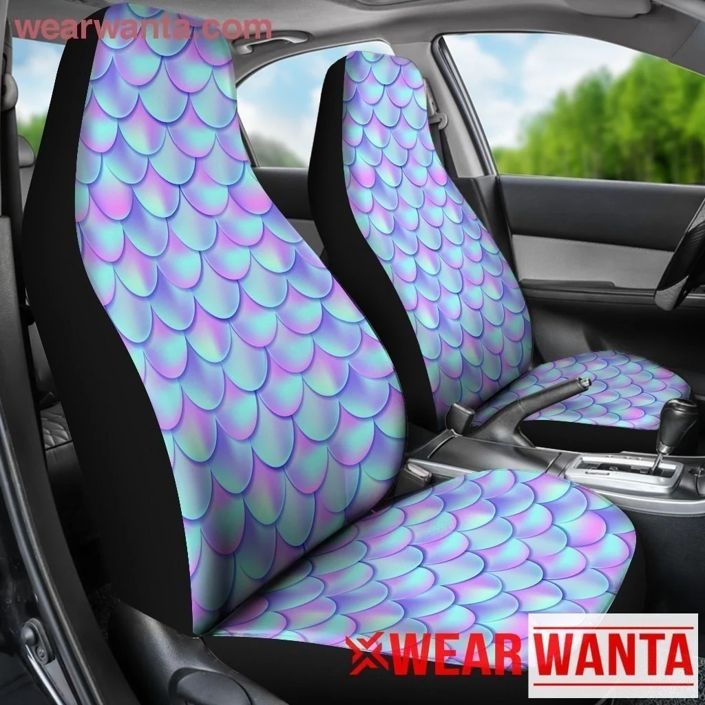 Mermaid Car Seat Covers Custom Scales Pink and Blue Car Decoration - Image 3