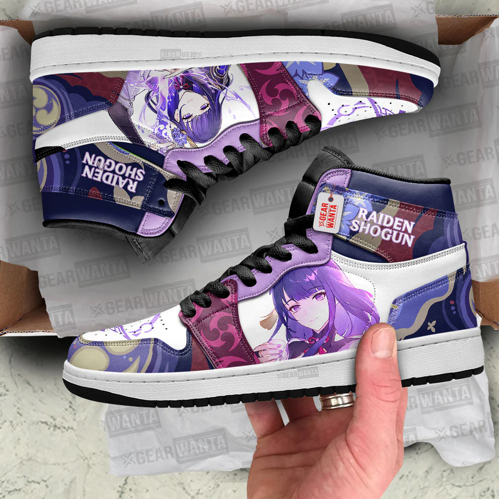 Raiden Shogun High-Top Leather Sneakers Game Custom Name - Image 3