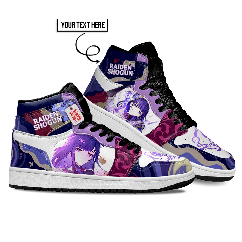 Raiden Shogun High-Top Leather Sneakers Game Custom Name - Image 4